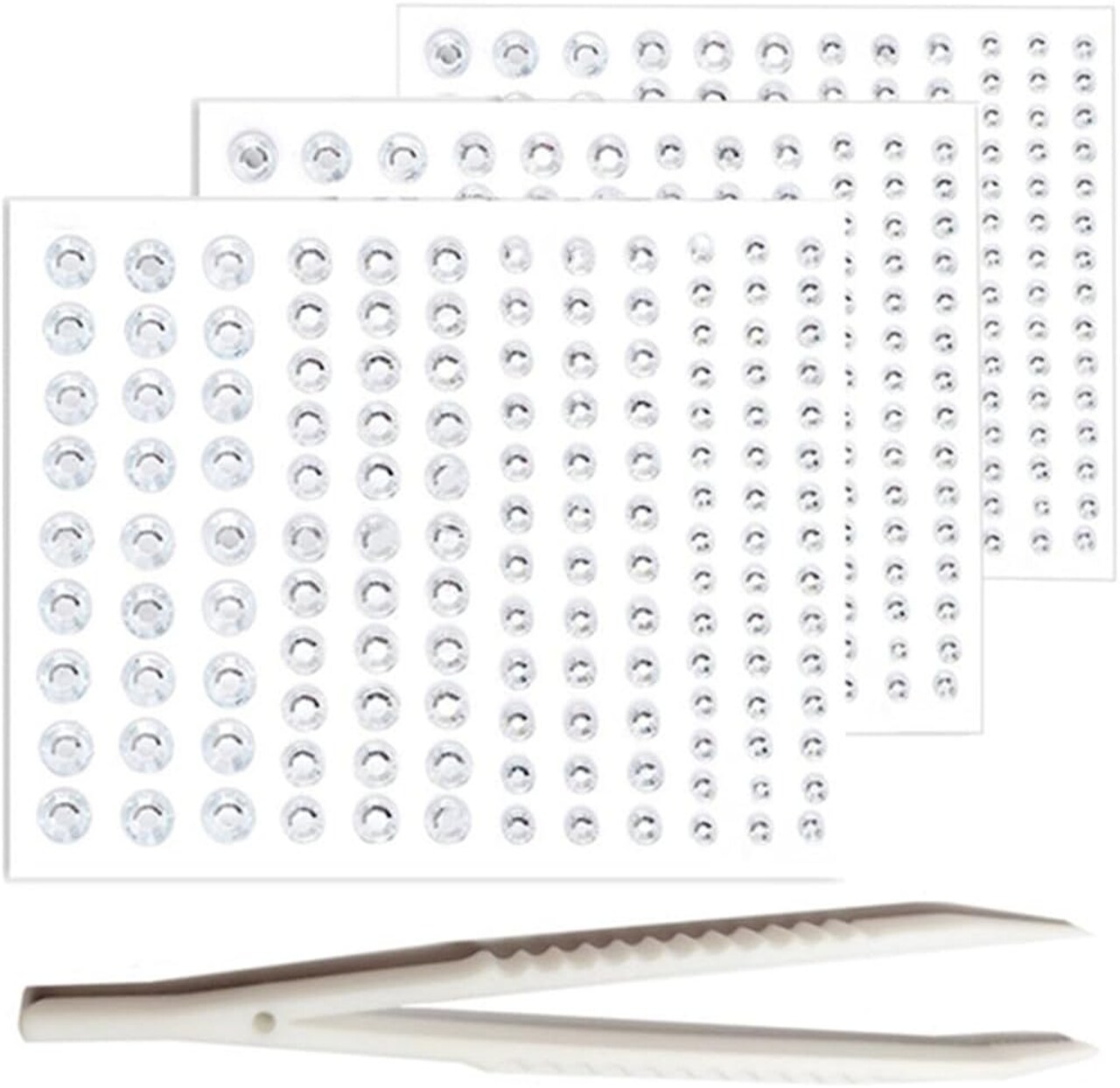 3 Sheets of Self-Adhesive Face/Hair Gems – Rhinestones, Eye Gems, Diamonds, and Crystals Stick-on Hair Jewels, Perfect for Singer Concerts, Festival Rave Accessories, and Face Jewels (White Rhinestone Stickers)